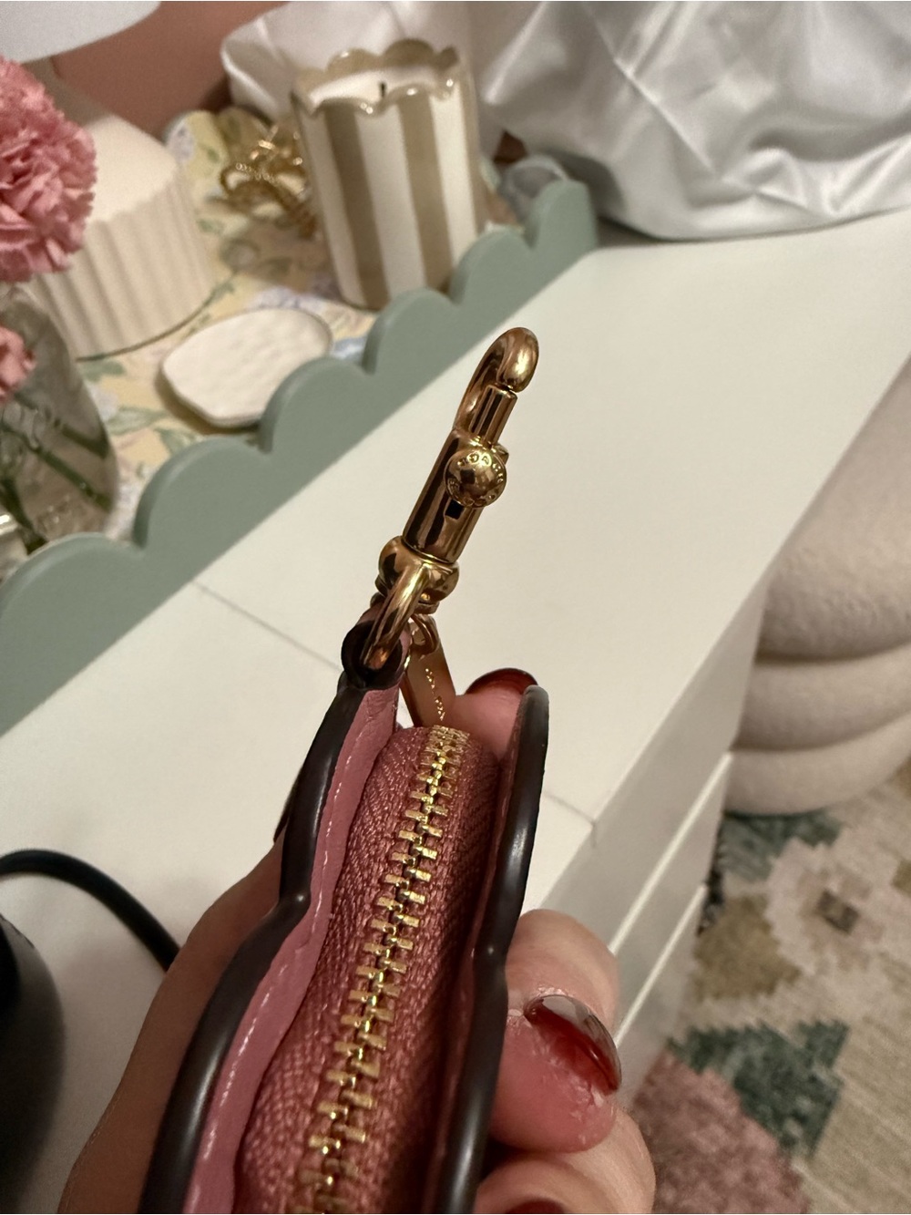 Coach Tea Rose Coin Pouch Bag Charm - Picture 3 of 3